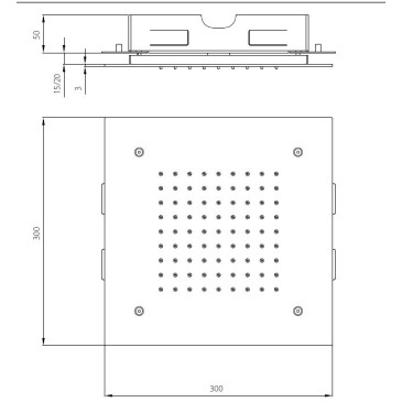 30x30 quadratischer Einbauduschkopf aus Edelstahl