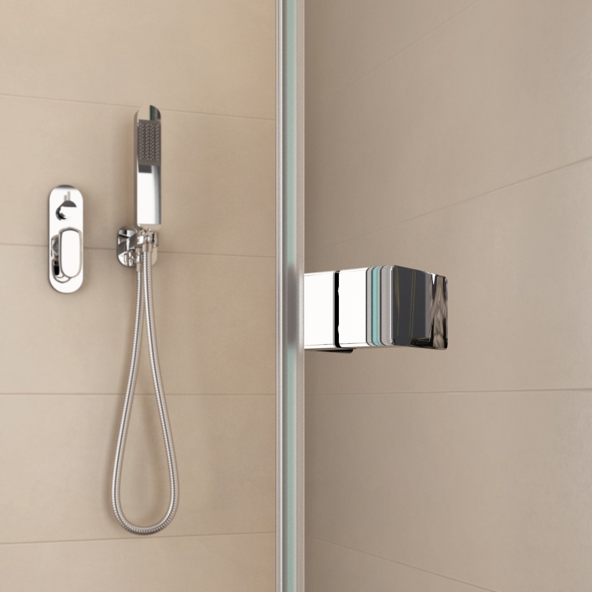 Cabine de douche avec porte battante avec cristal transparent Gaia fixe de 6 mm