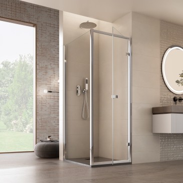 Cabine de douche avec porte battante avec cristal transparent Gaia fixe de 6 mm