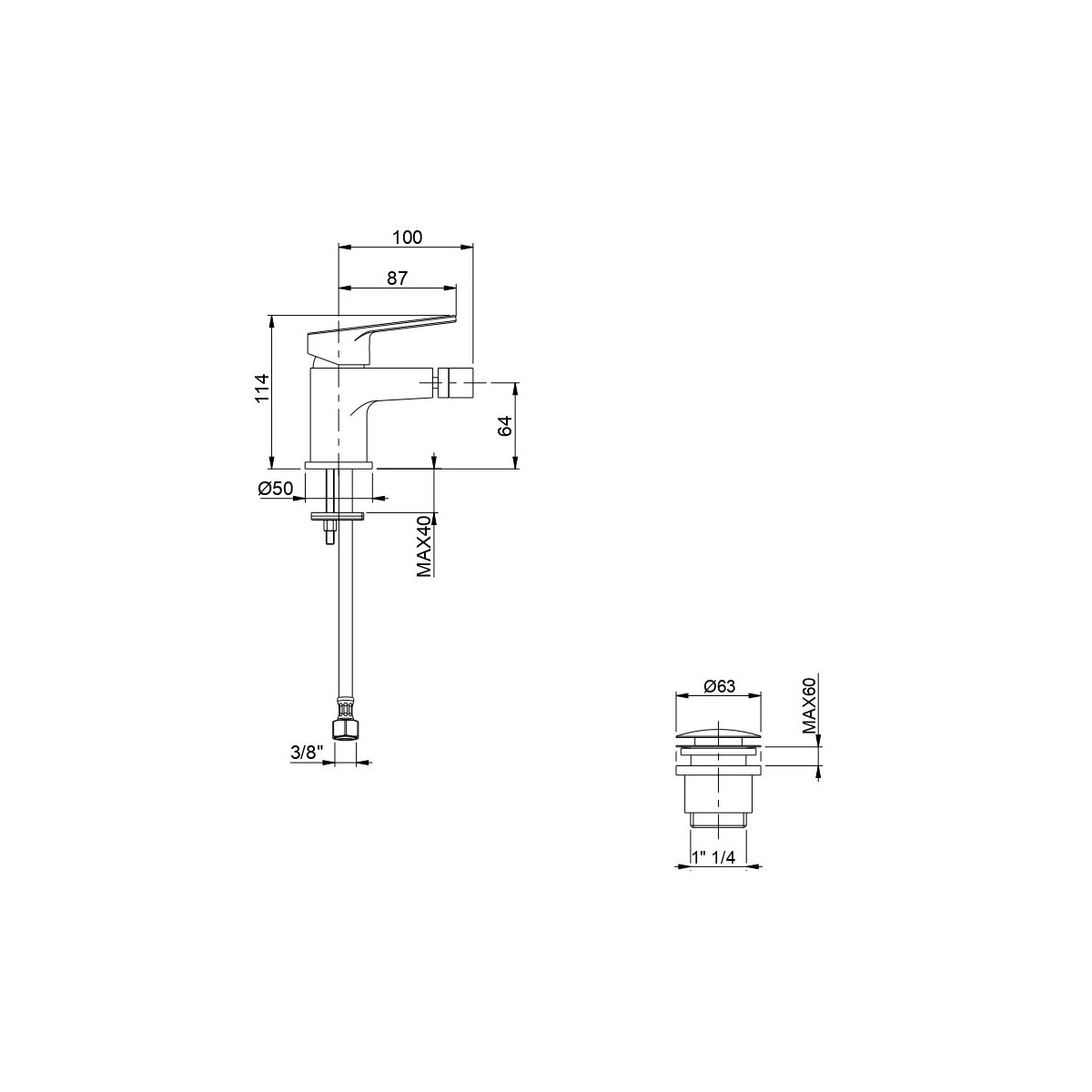 Flash Chrome 1-Hebel-Bidethahn