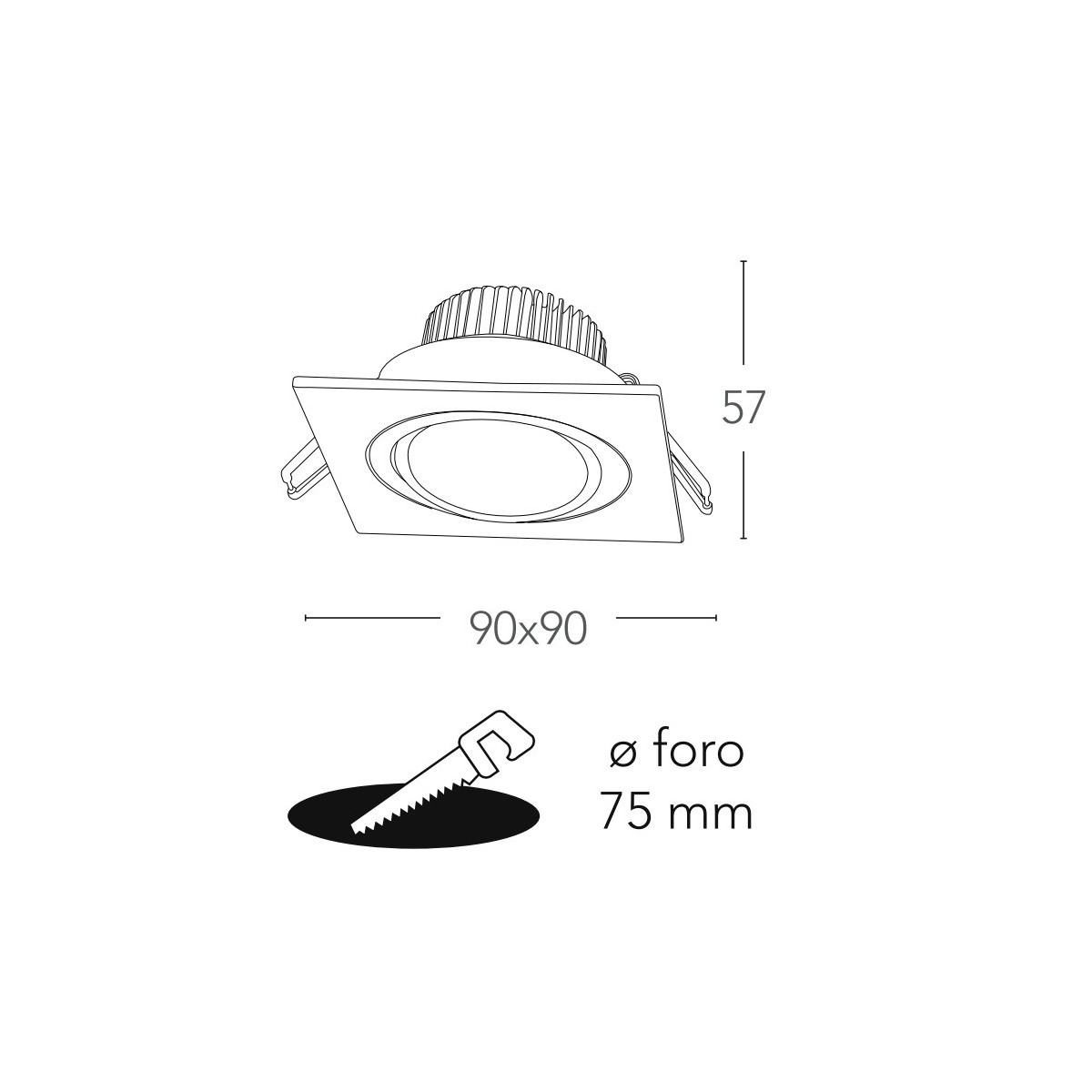 INC ORIONE Q6 BCO 8031434361216 Fan Europe Lighting Spot encastrable carré blanc orientable ORIONE