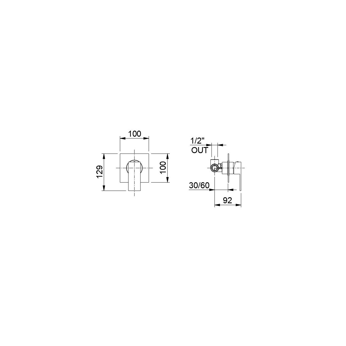 Chrom-Einbau-Brausebatterie mit minimalistischer Manhattan-Platte