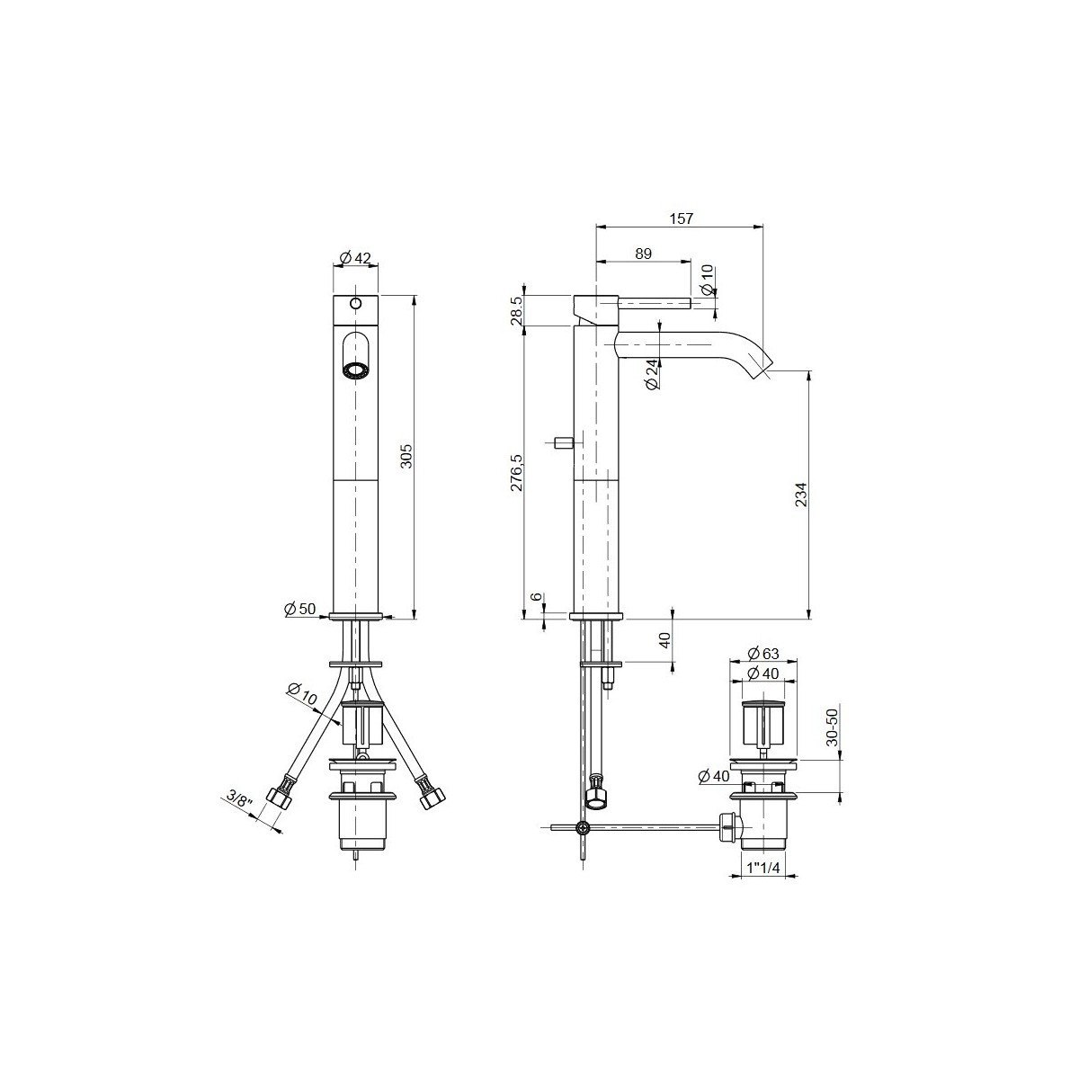 Miscelatore per lavabo alto cromato Jackie