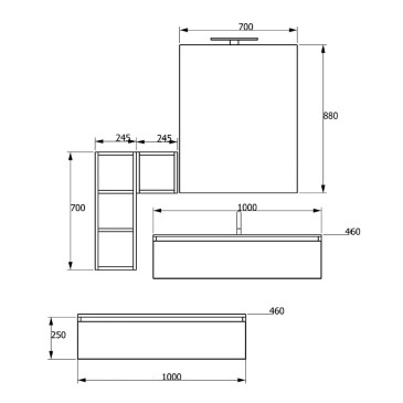 Meuble de salle de bain suspendu Duo 192P effet bois chêne foncé