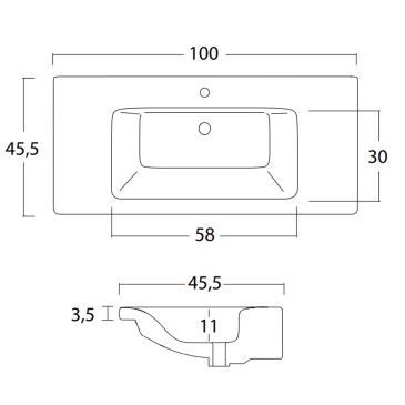 Hängeschrank aus weißem Lärchenholz, 100 cm, mit Spiegel und Lampe