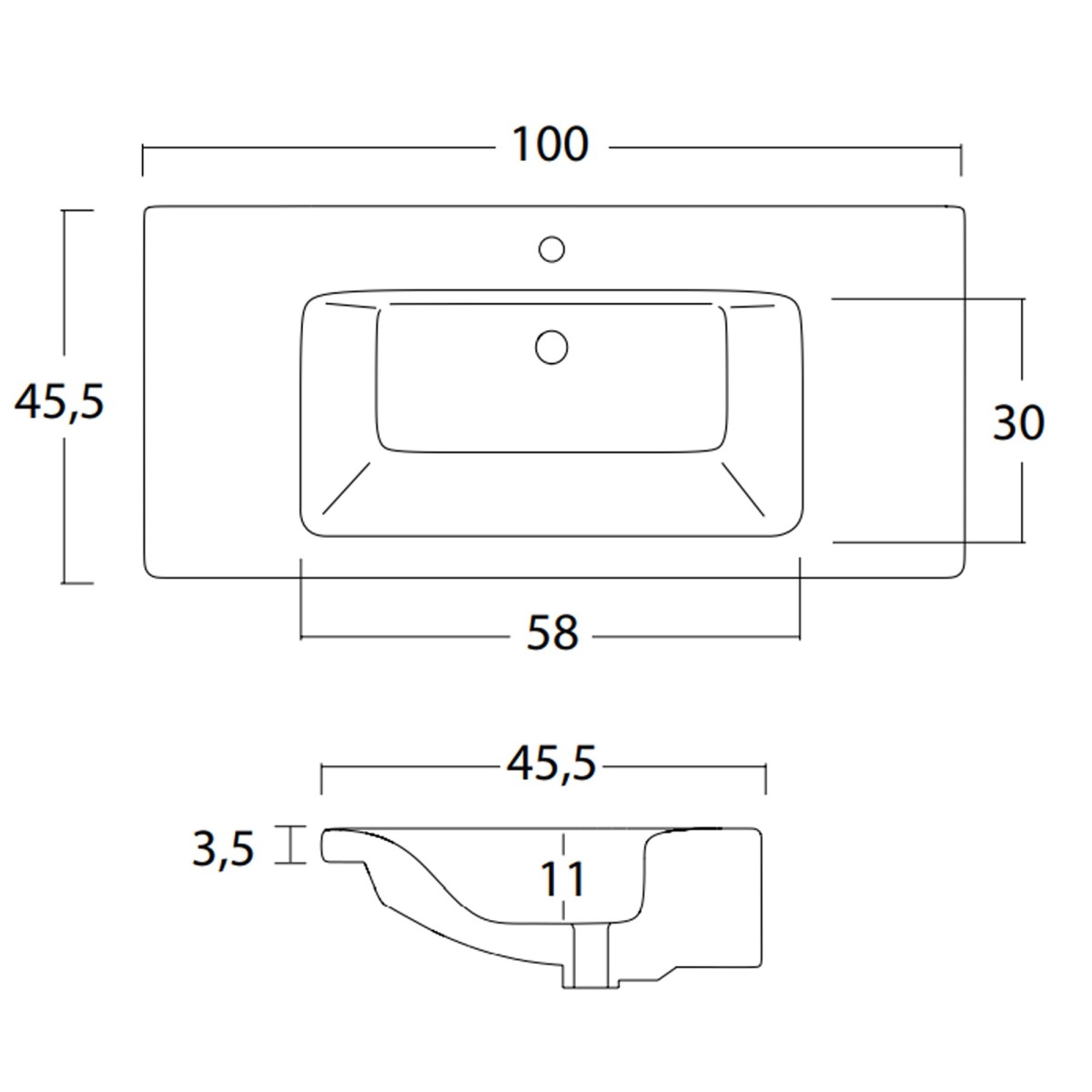 Hängeschrank aus weißem Lärchenholz, 100 cm, mit Spiegel und Lampe