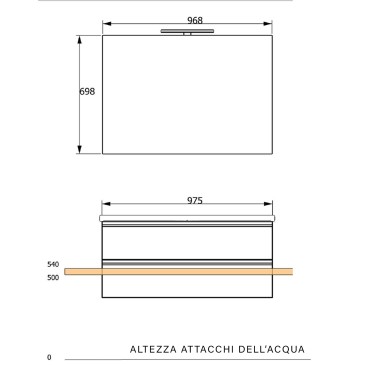 Hängeschrank aus weißem Lärchenholz, 100 cm, mit Spiegel und Lampe