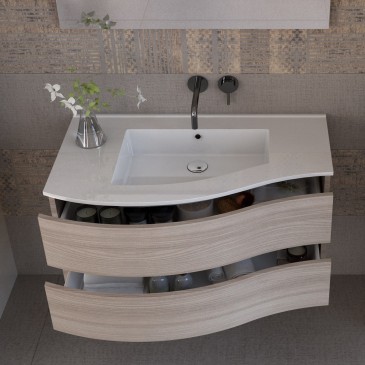 Mobile bagno sospeso 90cm legno olmo terra Mood-762