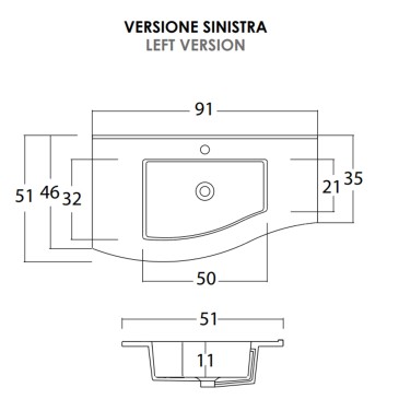 Mobile bagno sospeso 90cm legno olmo terra Mood-762