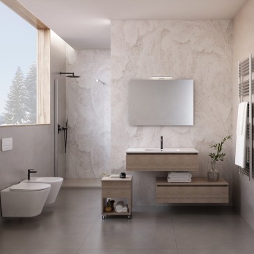 Mobile bagno sospeso 120 rovere trance chiaro con lavabo DUO-754C