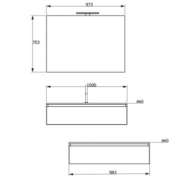 Mobile bagno sospeso 120 rovere trance chiaro con lavabo DUO-754C