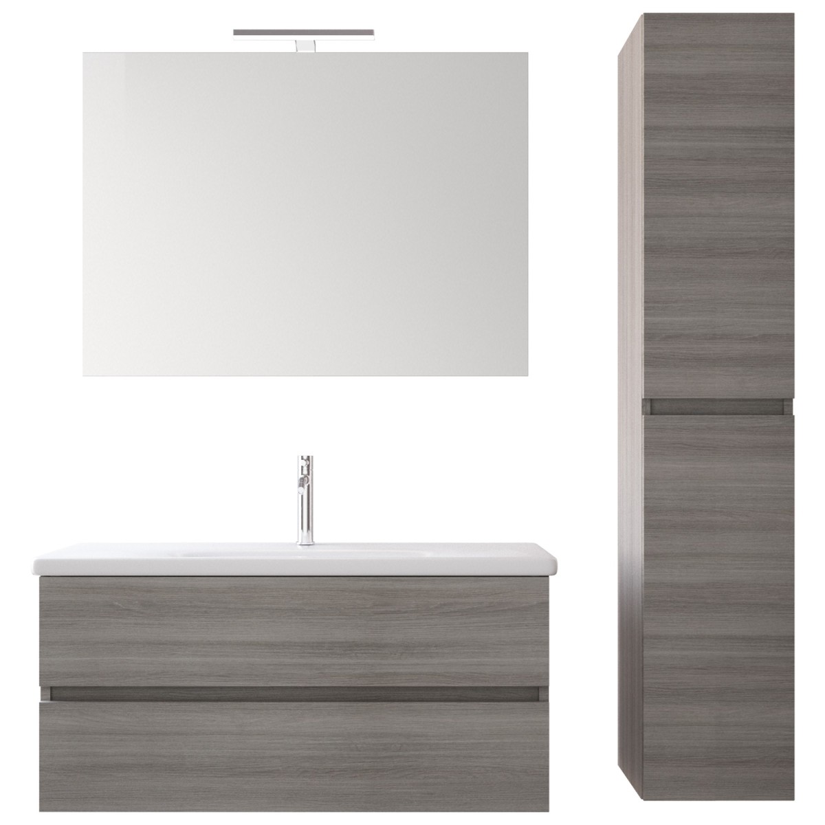 Hängender Badezimmerschrank Eucalipto Grigio mit Waschbecken und Säule MOOD-756P