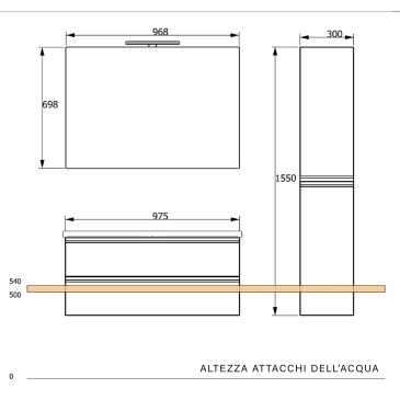 Hängender Badezimmerschrank Eucalipto Grigio mit Waschbecken und Säule MOOD-756P