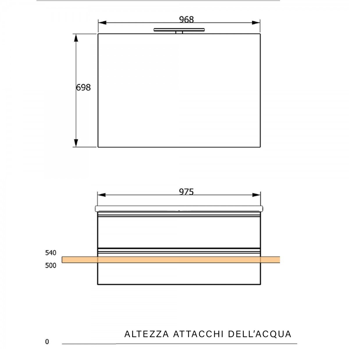 Hängender Badezimmerschrank 100 cm Ulme Terra mit Keramikwaschbecken MOOD-756