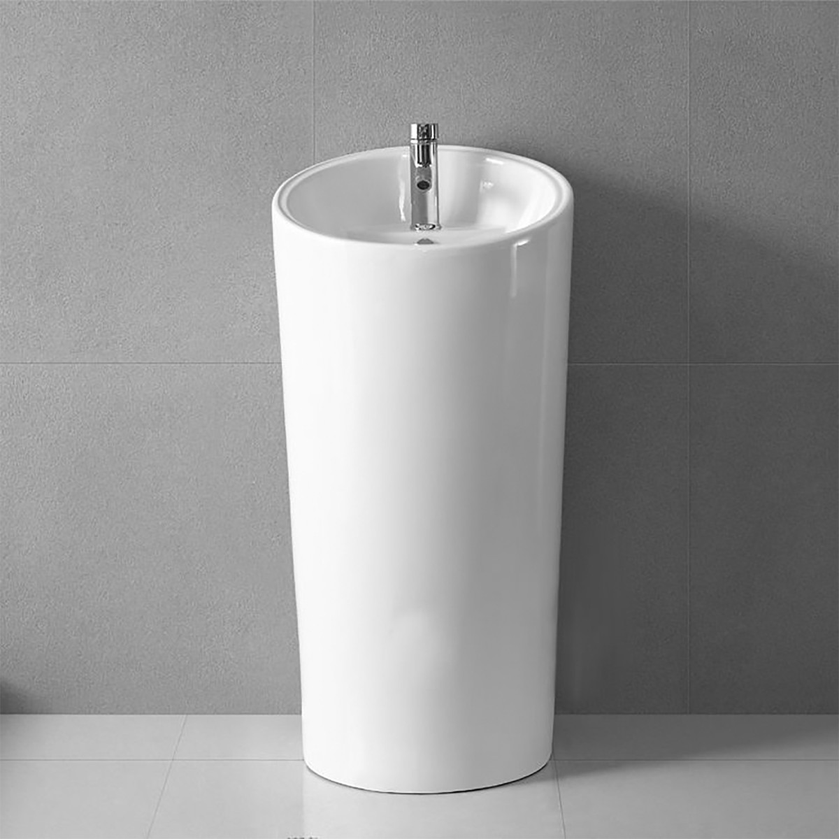 Lavabo de sol cylindrique blanc DAFNE