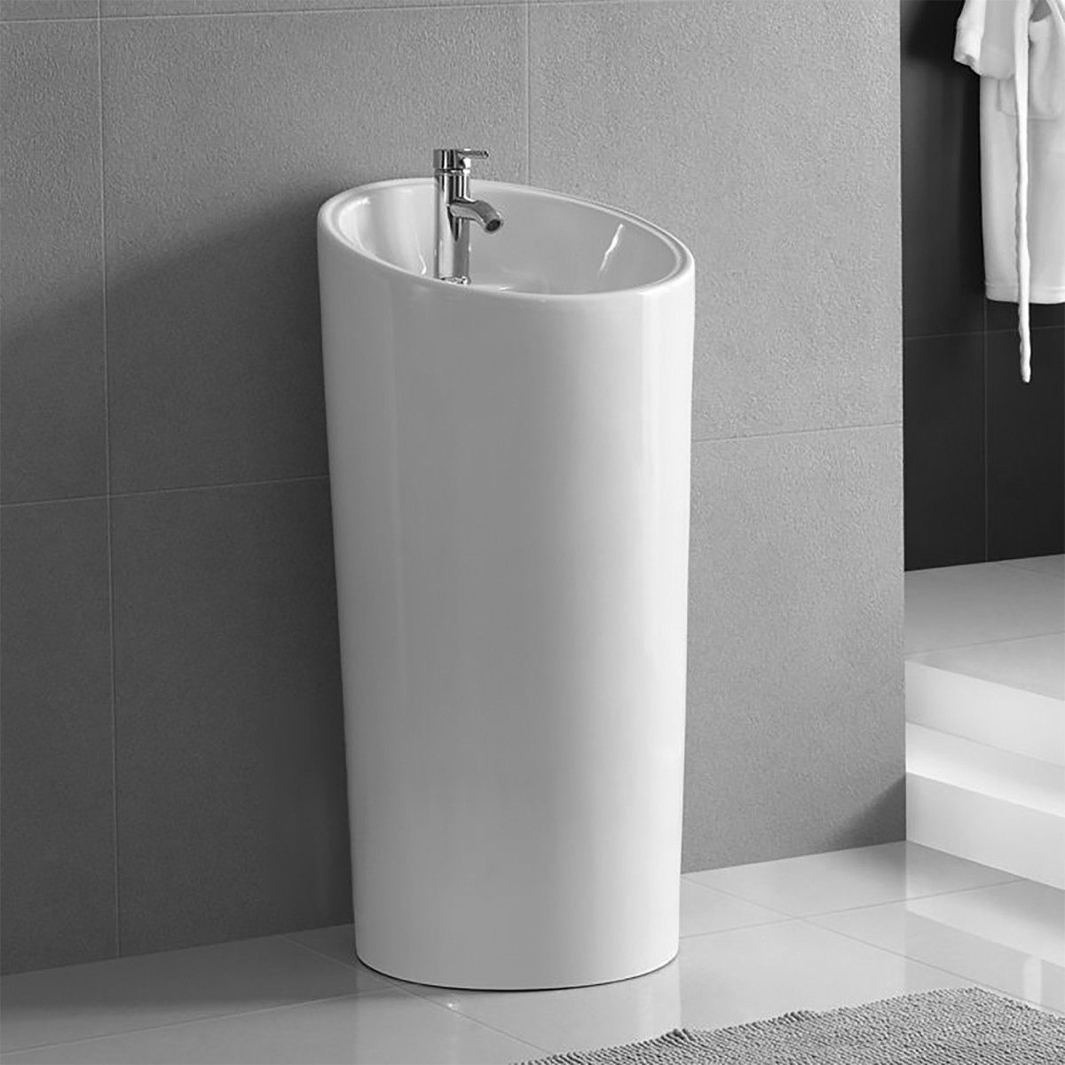 Lavabo de sol cylindrique blanc DAFNE