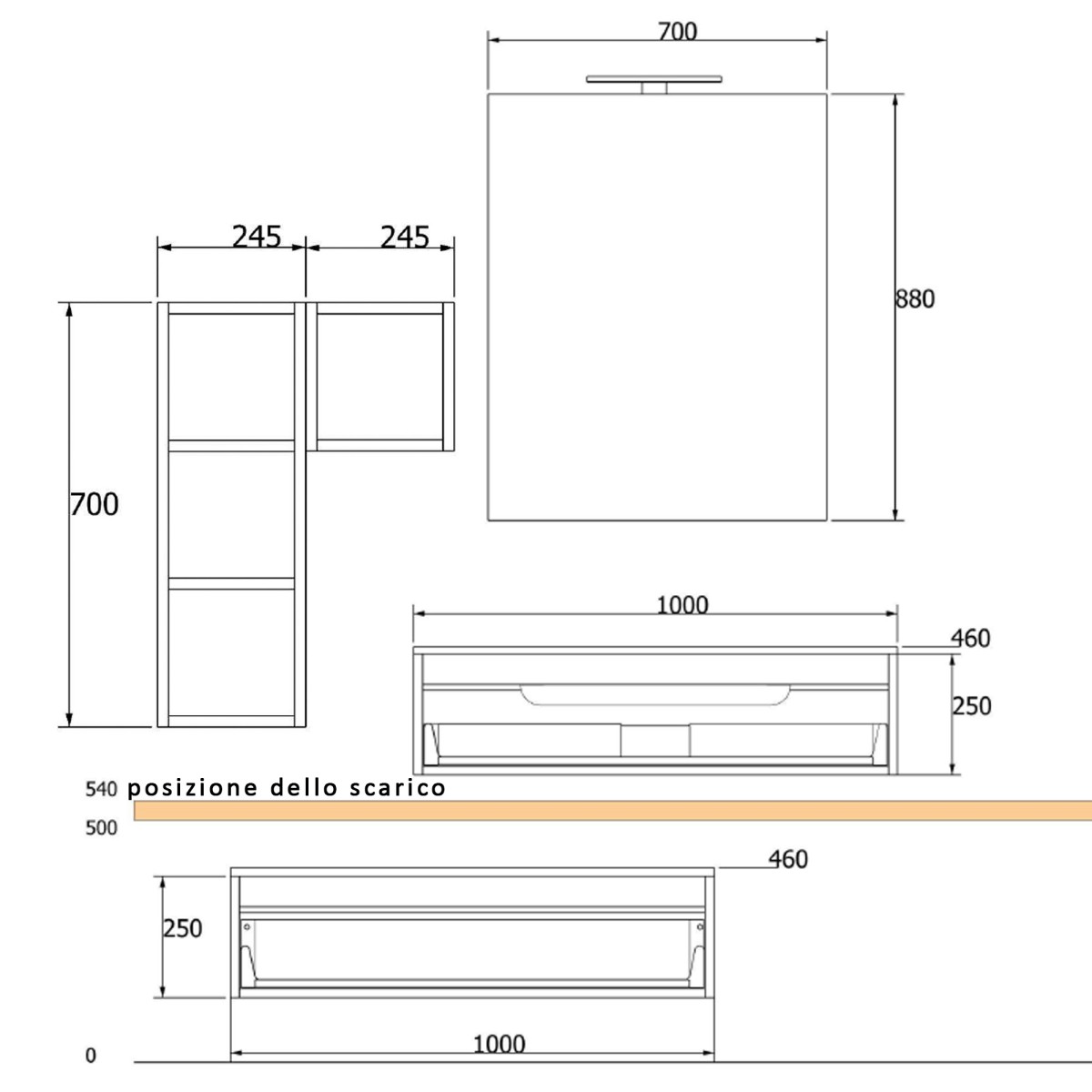 Meuble de salle de bain suspendu Duo 192P effet bois chêne foncé