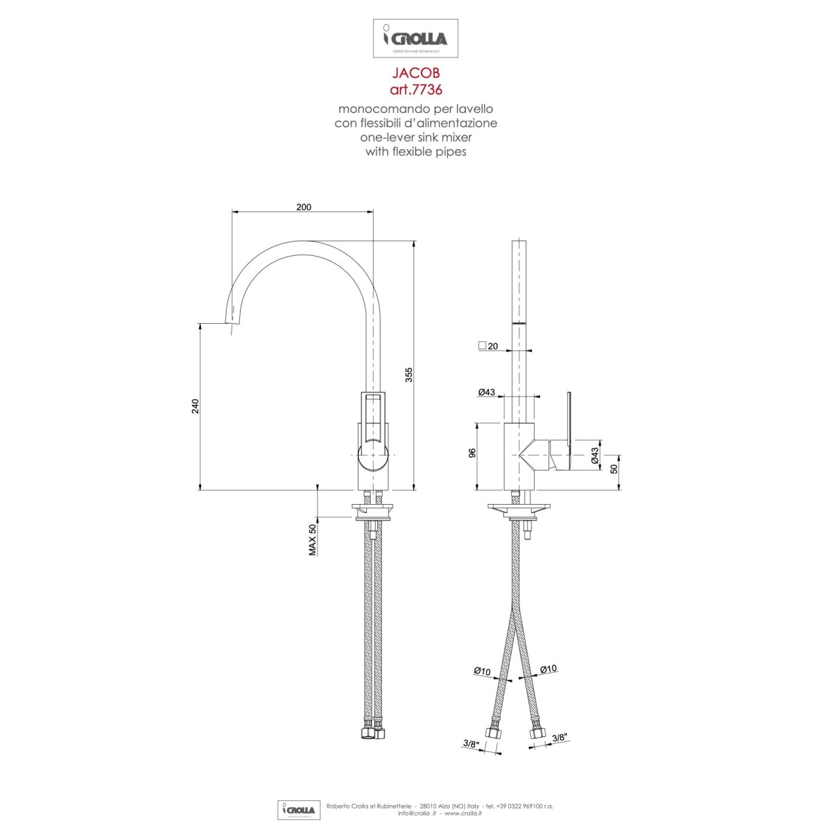 Rubinetto miscelatore da cucina cromato Jacob