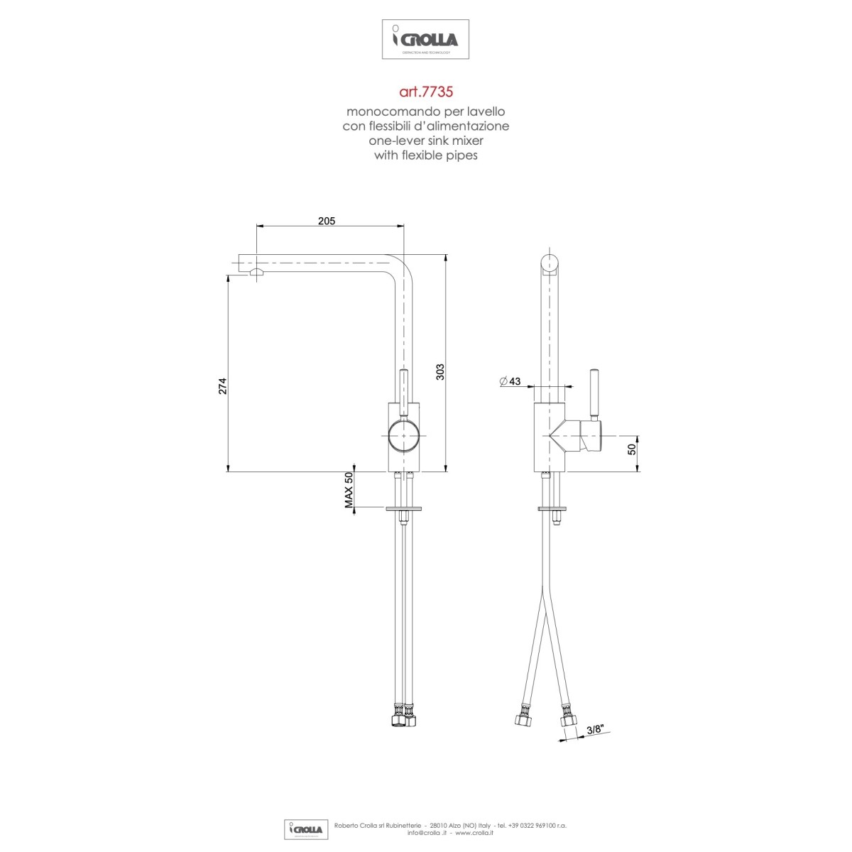 Rubinetto miscelatore da cucina cromato Bonnie