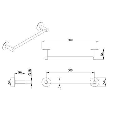 Porta salviette da parete 40cm