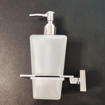 Porta sapone liquido in vetro con finiture cromate quadrato Zurigo