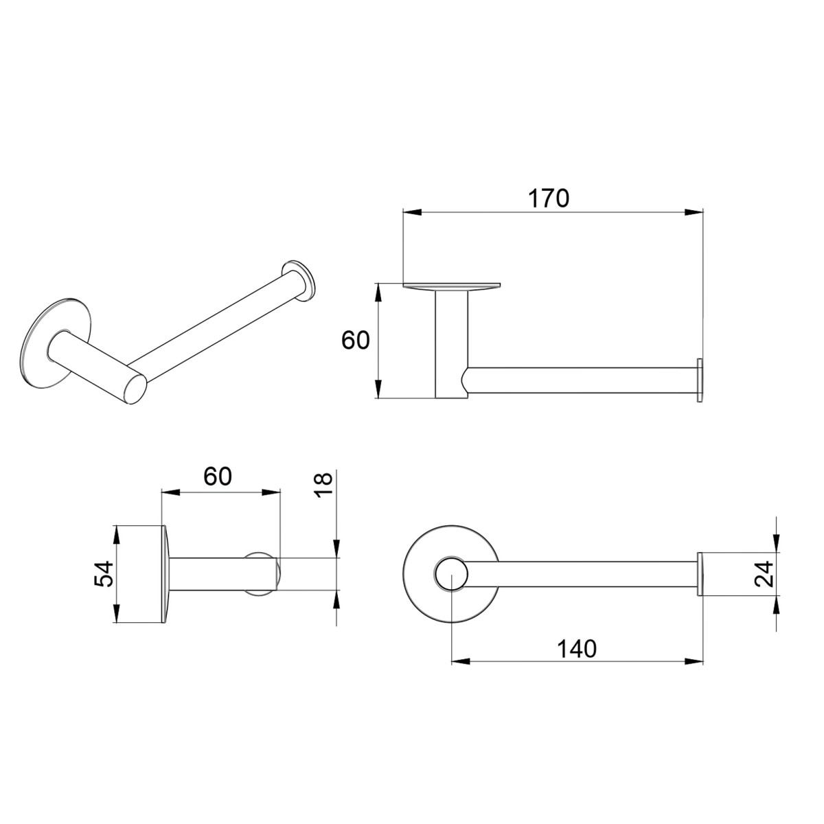 Designer-Toilettenpapierhalter aus verchromtem Stahl