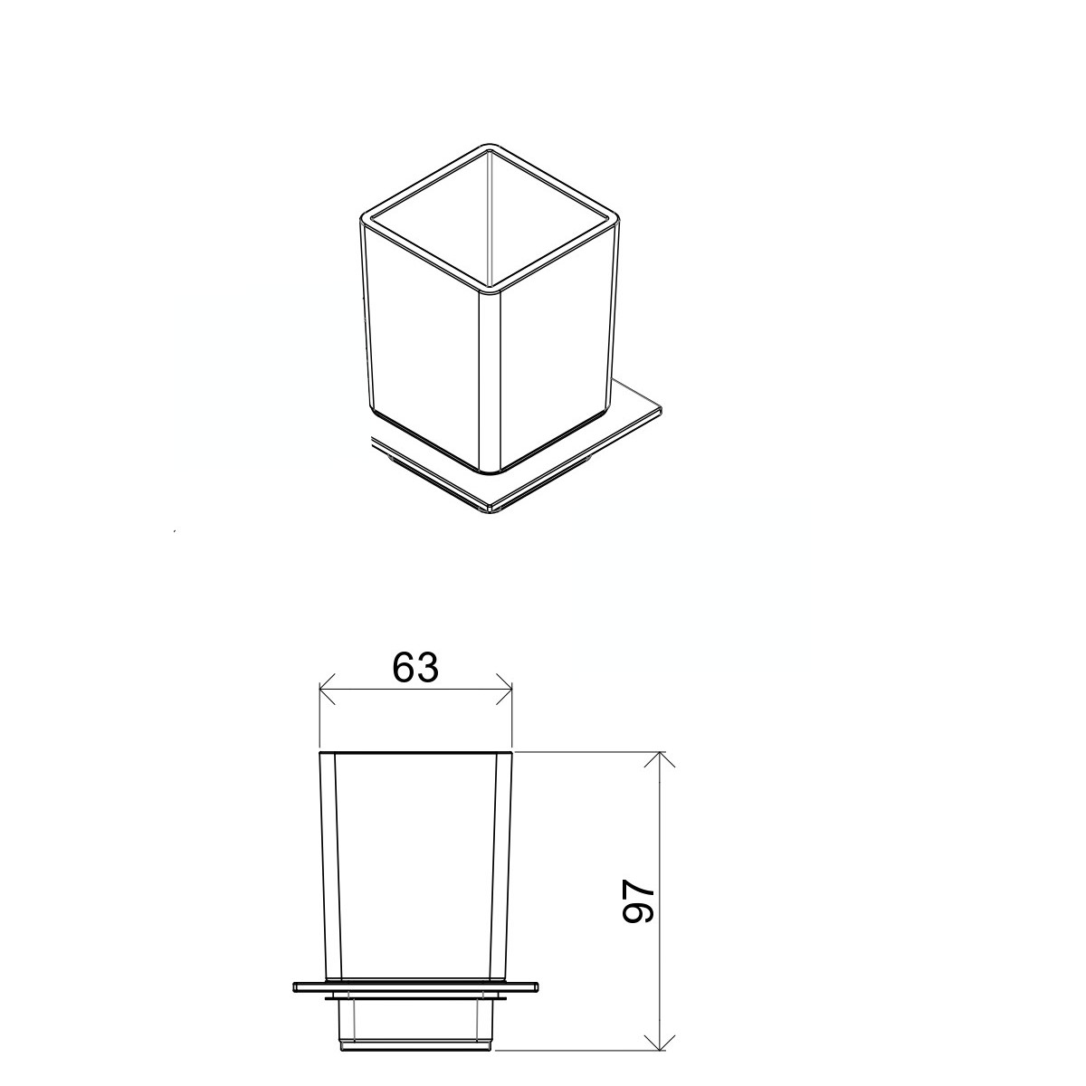 Porta spazzolino quadrato in vetro | Zurigo