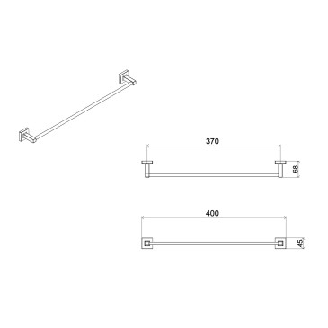 Wandmontierter quadratischer Handtuchhalter für Bidet 40 cm verchromt Zürich