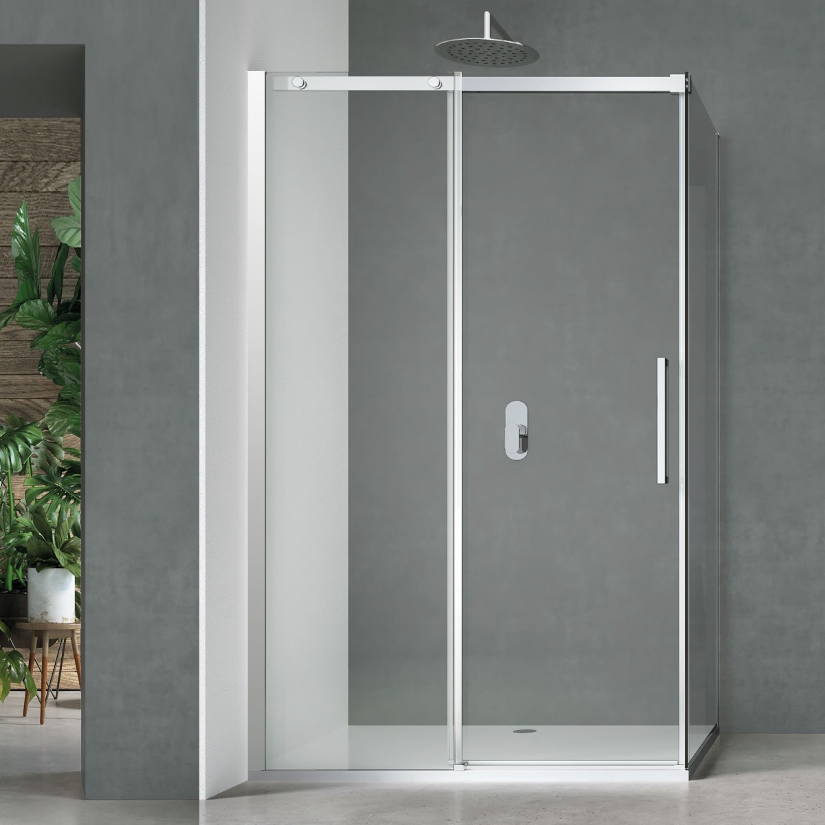 Cabine de douche double face en verre anti-calcaire JUNGLE