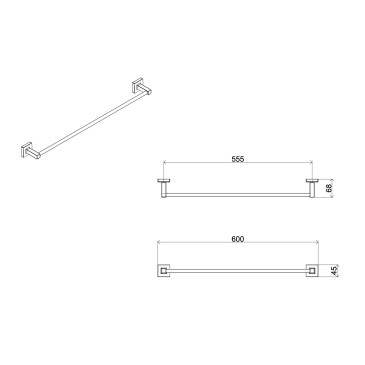 Porta asciugamani da parete cm 60 cromato Zurigo