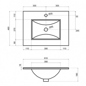 Mobile bagno sospeso Rovere Well con specchio lampada led 60-80