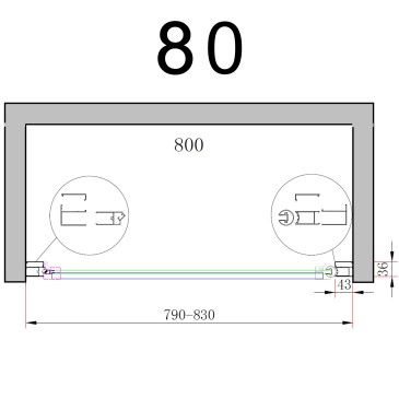 Duschtür für Nicla 8 mm H200 Schwingduschabtrennung