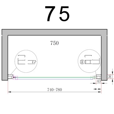 Duschtür für Nicla 8 mm H200 Schwingduschabtrennung