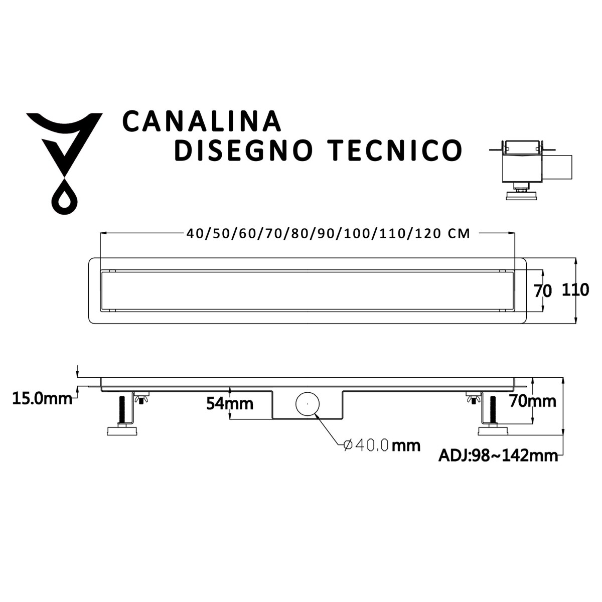 Canalina di scarico bagno con griglia decorata greca