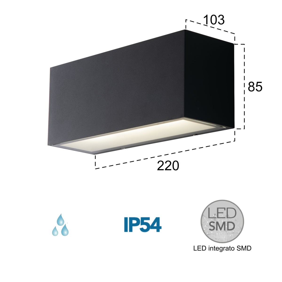 Außenwandleuchte 20W Anthrazit Box