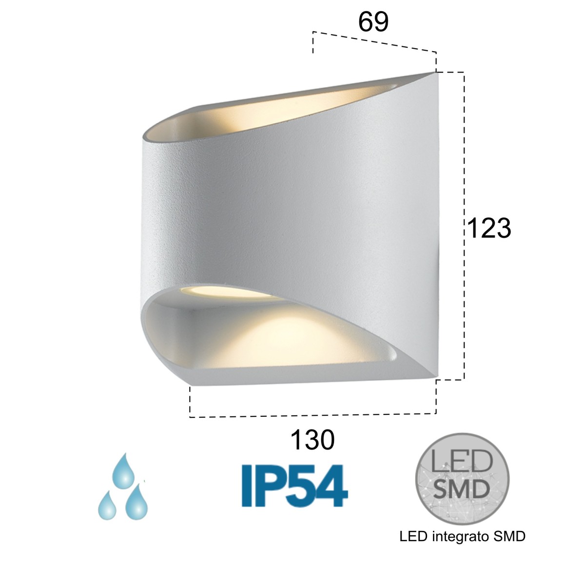 7 W weiße LED-Außenwandleuchte mit Doppelemission Style