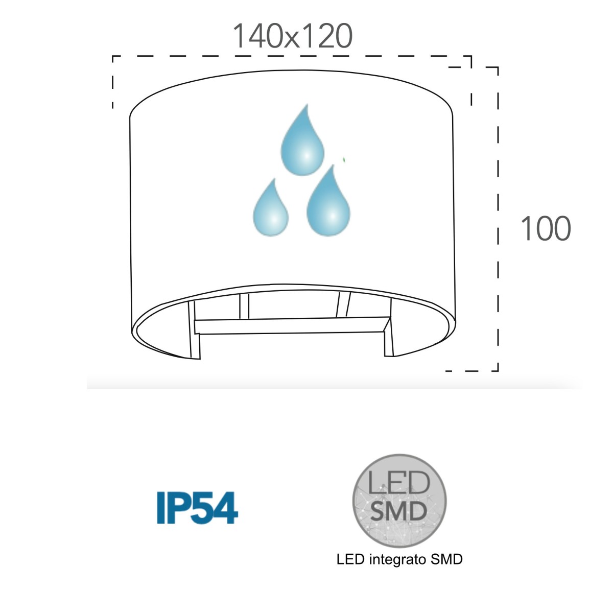 Applique d'extérieur 2x5W avec led double émission blanche Marg