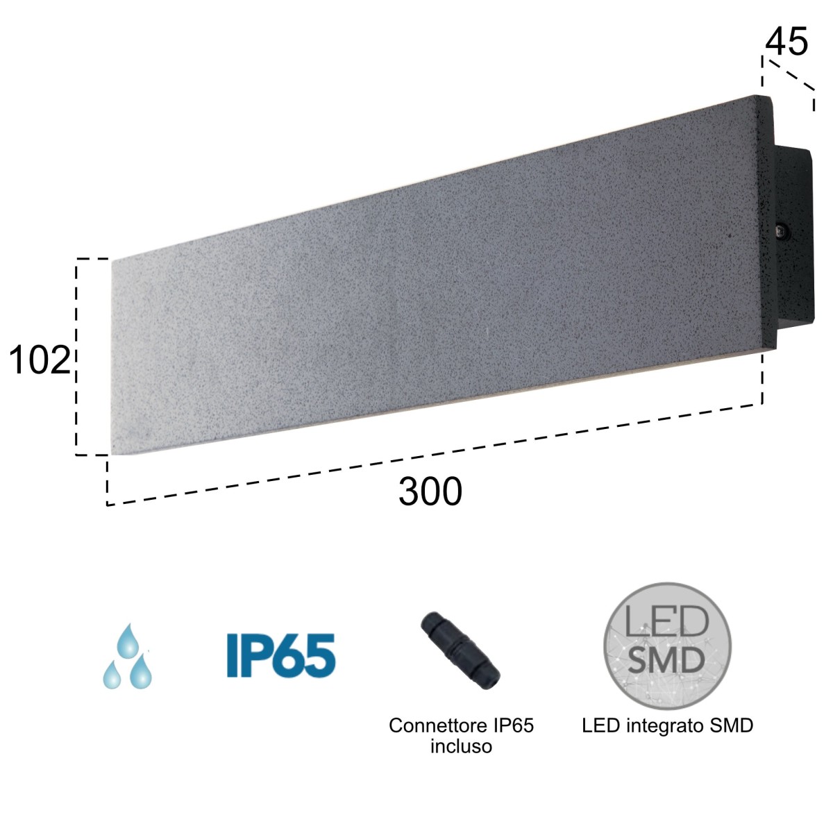 8,6W graue LED-Außenwandleuchte mit Doppelemission Borg