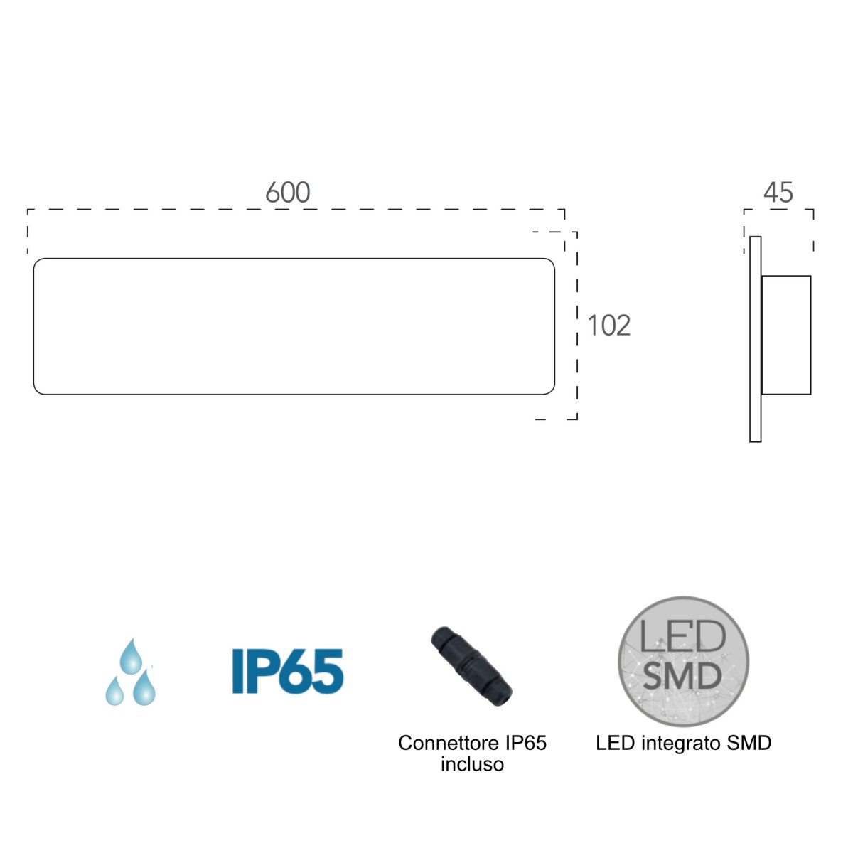 Applique da parete per esterno 20W a led doppia emissione bianca Borg