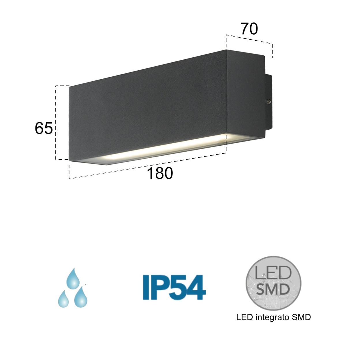 2x8W LED-Außenwandleuchte Nabira mit Doppelemission in Schwarz