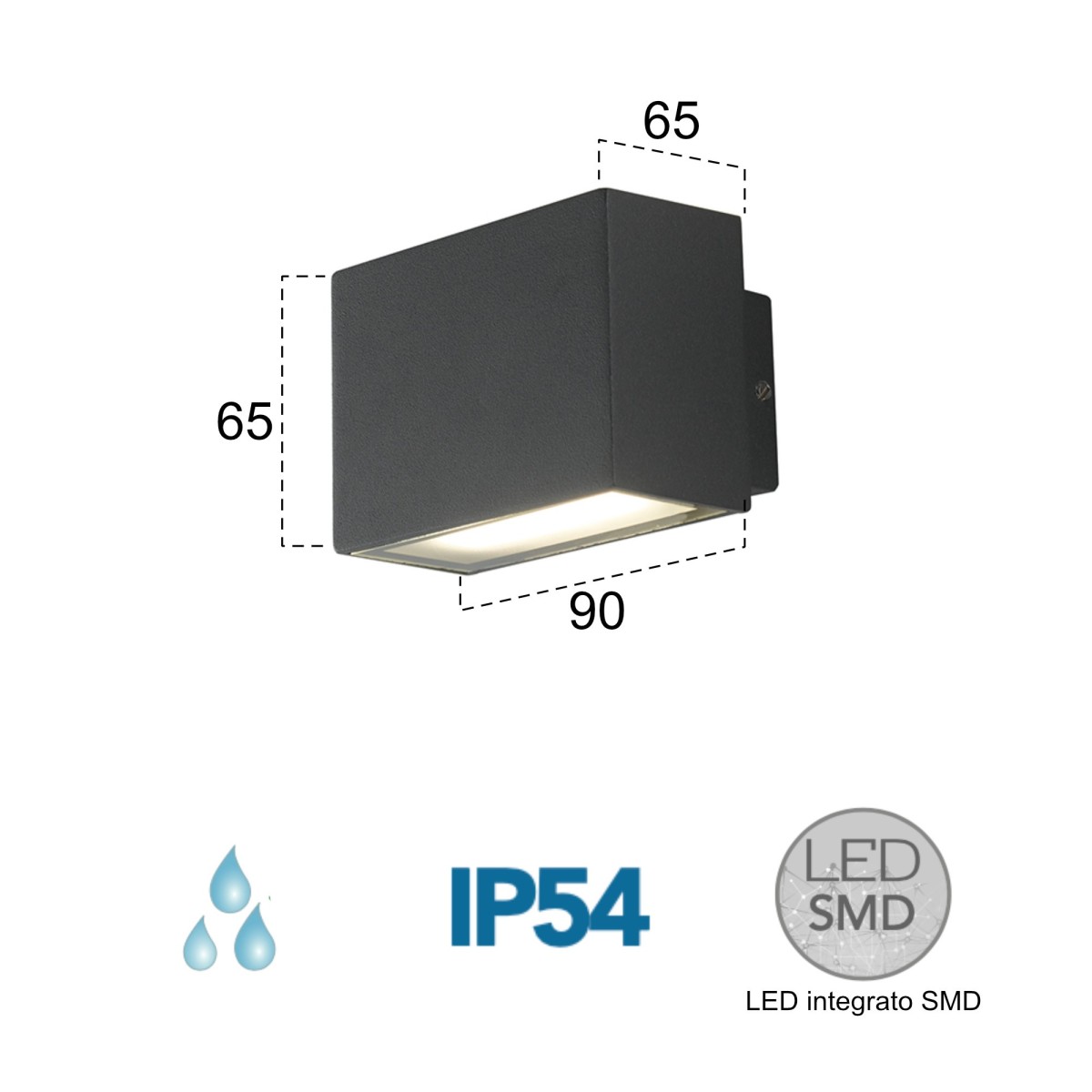 2x3W LED-Außenwandleuchte Nabira mit Doppelemission in Schwarz