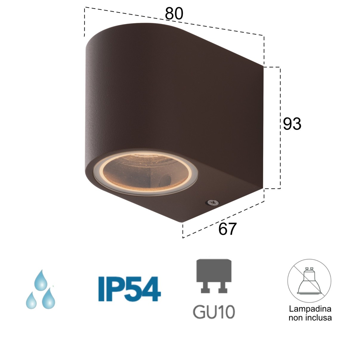 Applique da parete per esterno 35W GU10 corten Simply