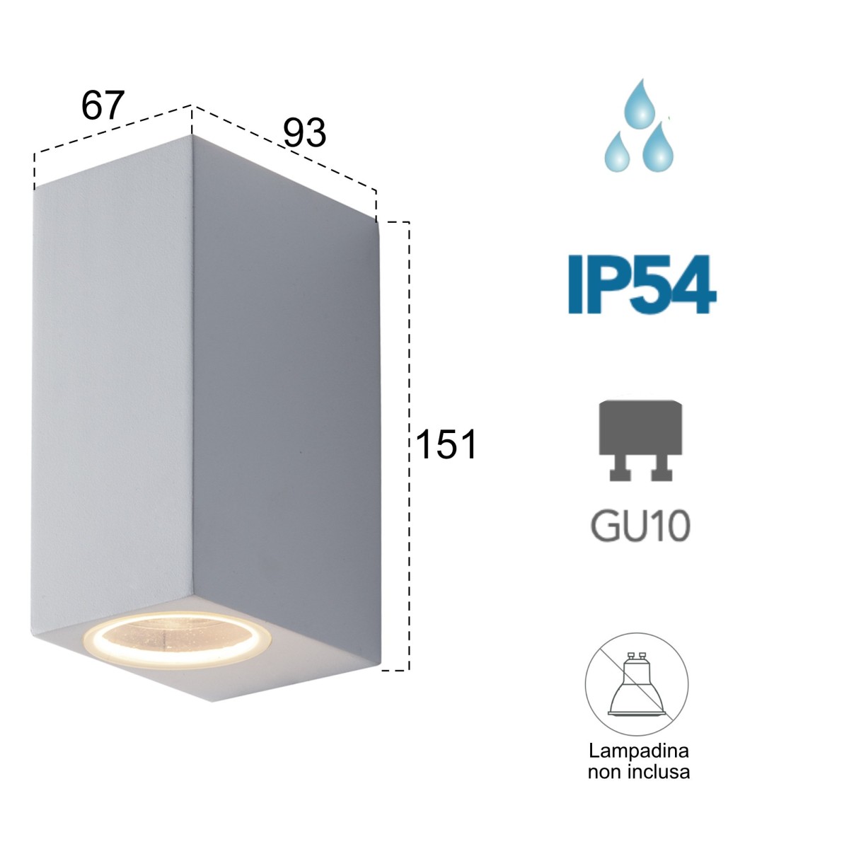 Cubby weiße GU10-Außenwandleuchte 2x35W