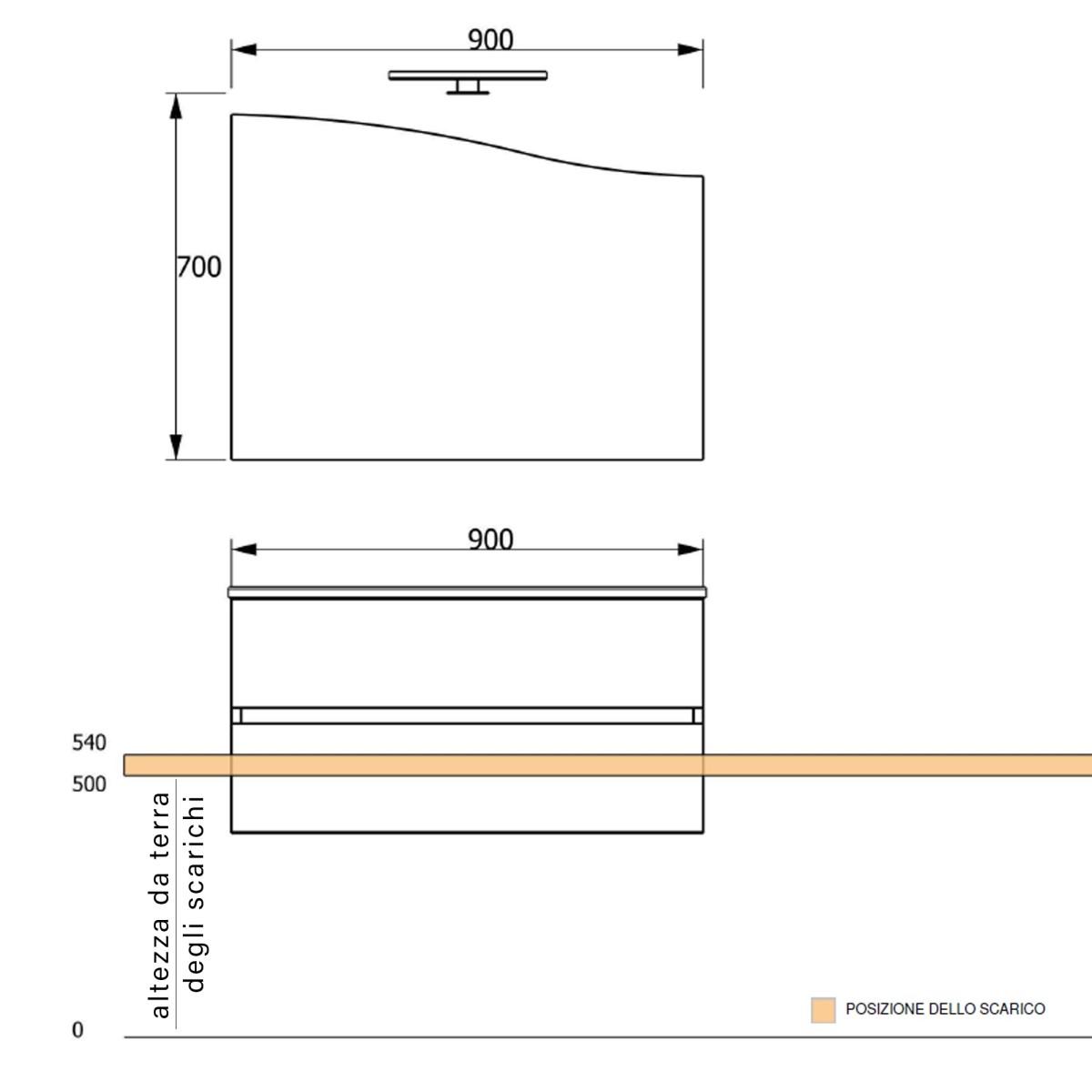 Hängender Badezimmerschrank 90 cm aus grauem Eukalyptusholz Mood-762