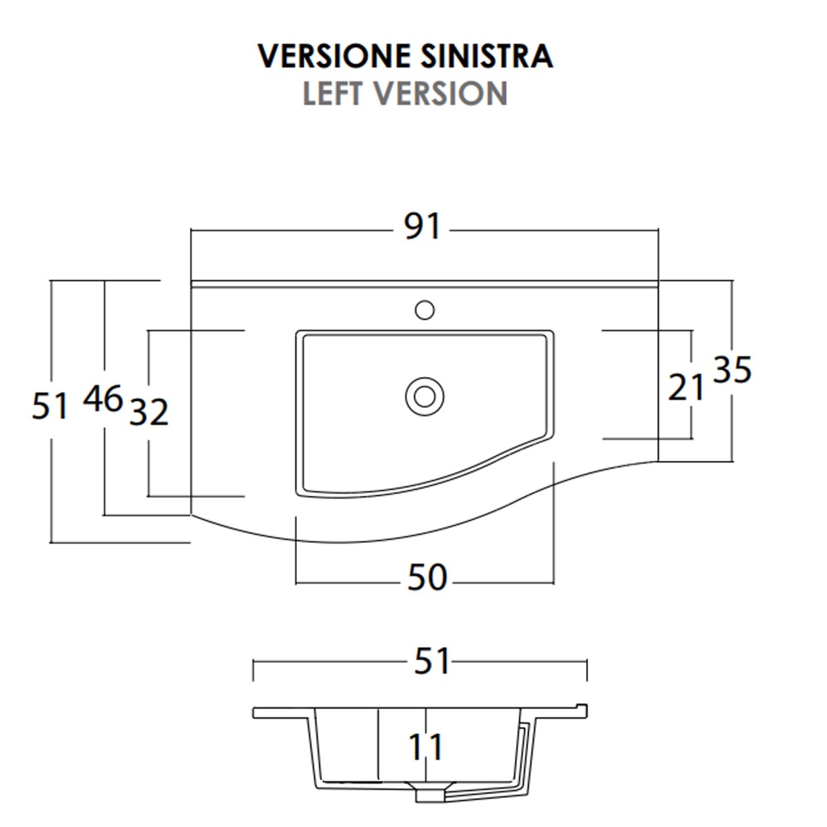 Mobile bagno sospeso 90cm legno eucalipto grigio Mood-762