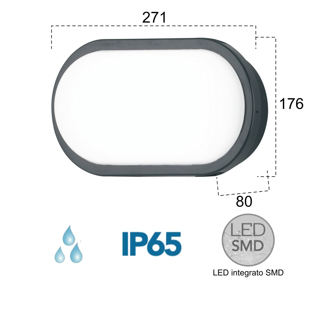 20W anthrazitfarbene LED-Außendeckenleuchte Shirley Round