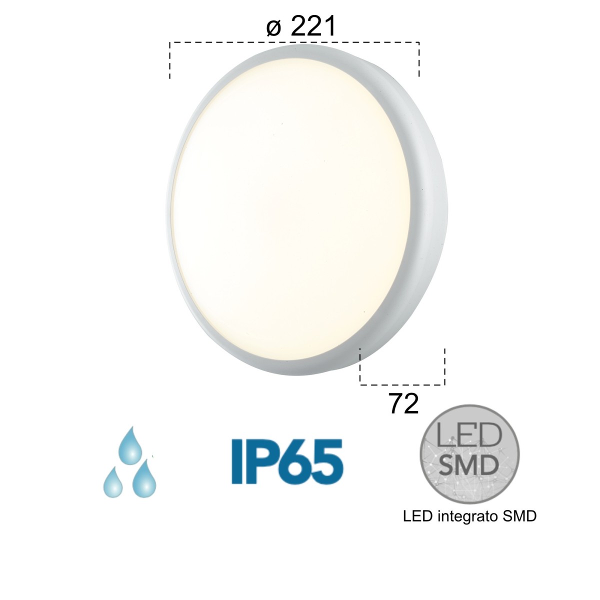 20W 4000K weiße Meg Round LED-Außendeckenleuchte