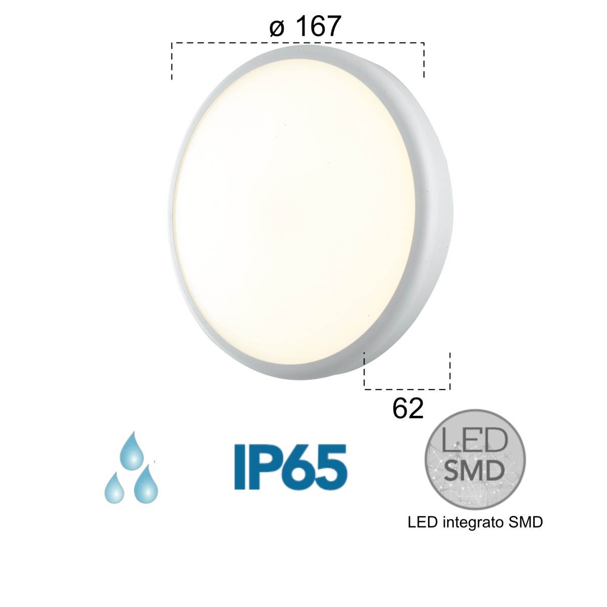 15W 4000K weiße Meg Round LED-Außendeckenleuchte