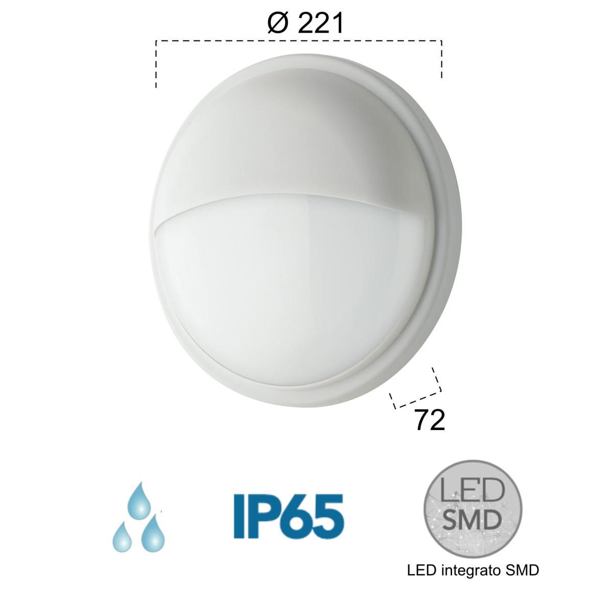 20W LED-Außendeckenleuchte mit weißem Augenlid Meg