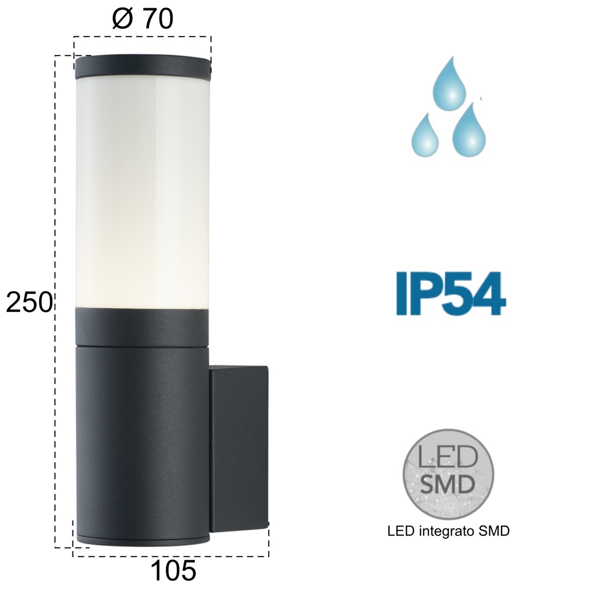 Applique d'extérieur à led 13W Explorer anthracite